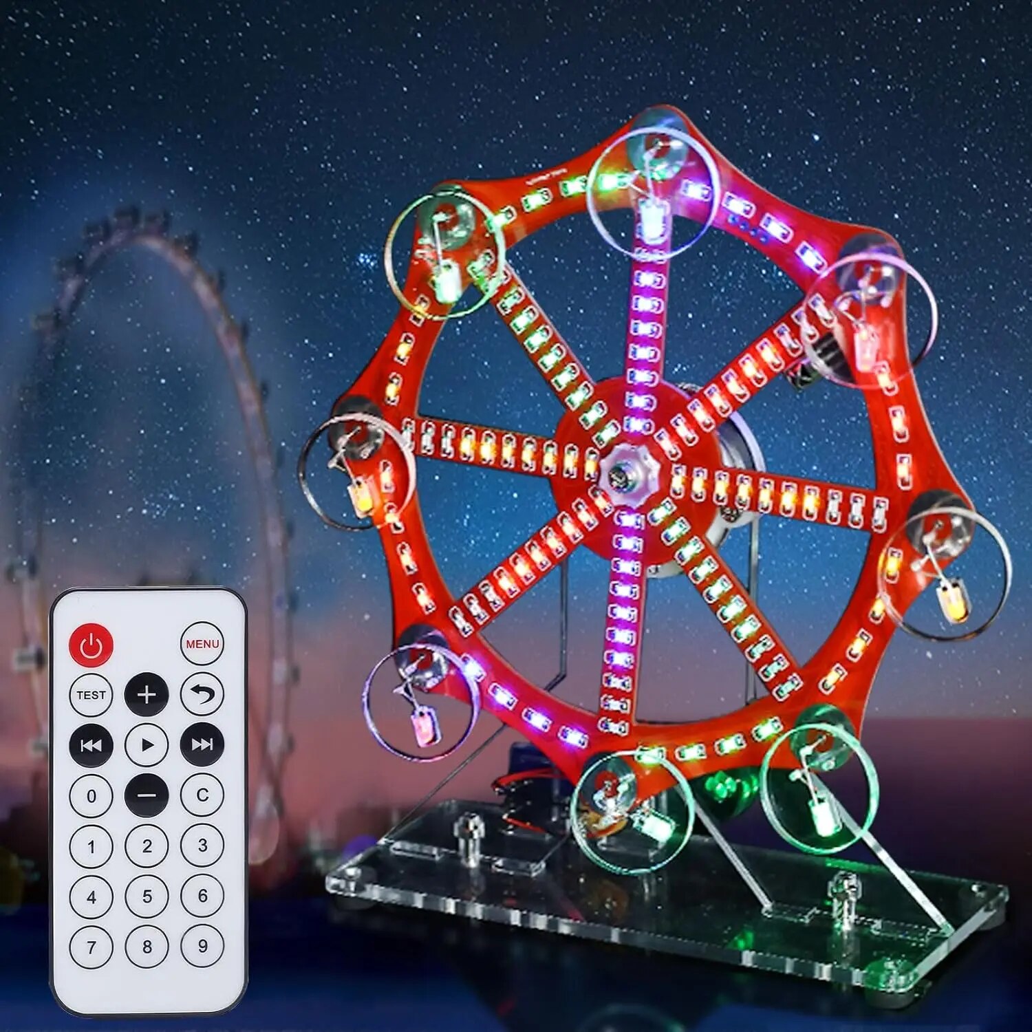 DIY 전자 키트 LED 회전 관람차 깜박이 납땜 프로젝트 연습 키트 10 종류 깜박이 모드 원격 제어 DC 5V [DIY-192]