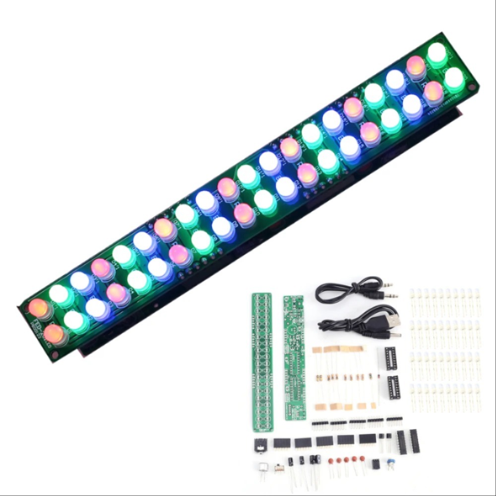 DIY 키트 DC 3V-12V 오디오 스펙트럼 표시기 5mm 빨간색 녹색 파란색 LED LM3914 레벨 표시기 키트 [DIY-214]