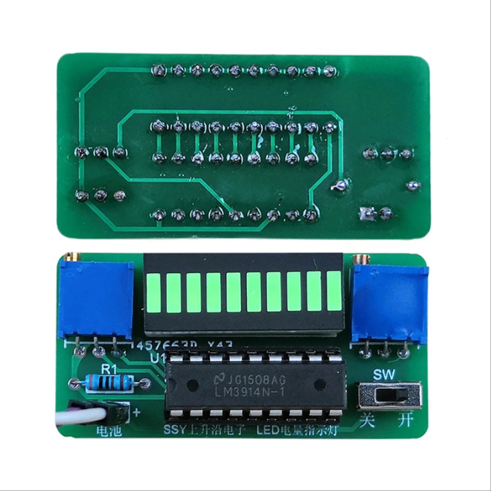 리튬 배터리 용량 표시기 모듈 DIY 전자 키트 전력 레벨 테스터 LED 디스플레이 납땜 연습 LM3914 3.7V 12V [DIY-237]