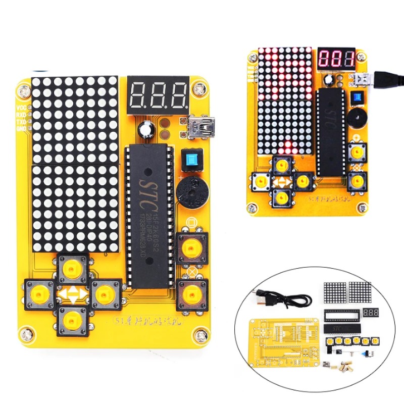 전자 DIY 키트 MCU 컴퓨터 게임기 DIY 뱀 전자 Ts 뱀 비행기 레이싱 도트 매트릭스 게임 키트 일렉트로니카 [DIY-249]