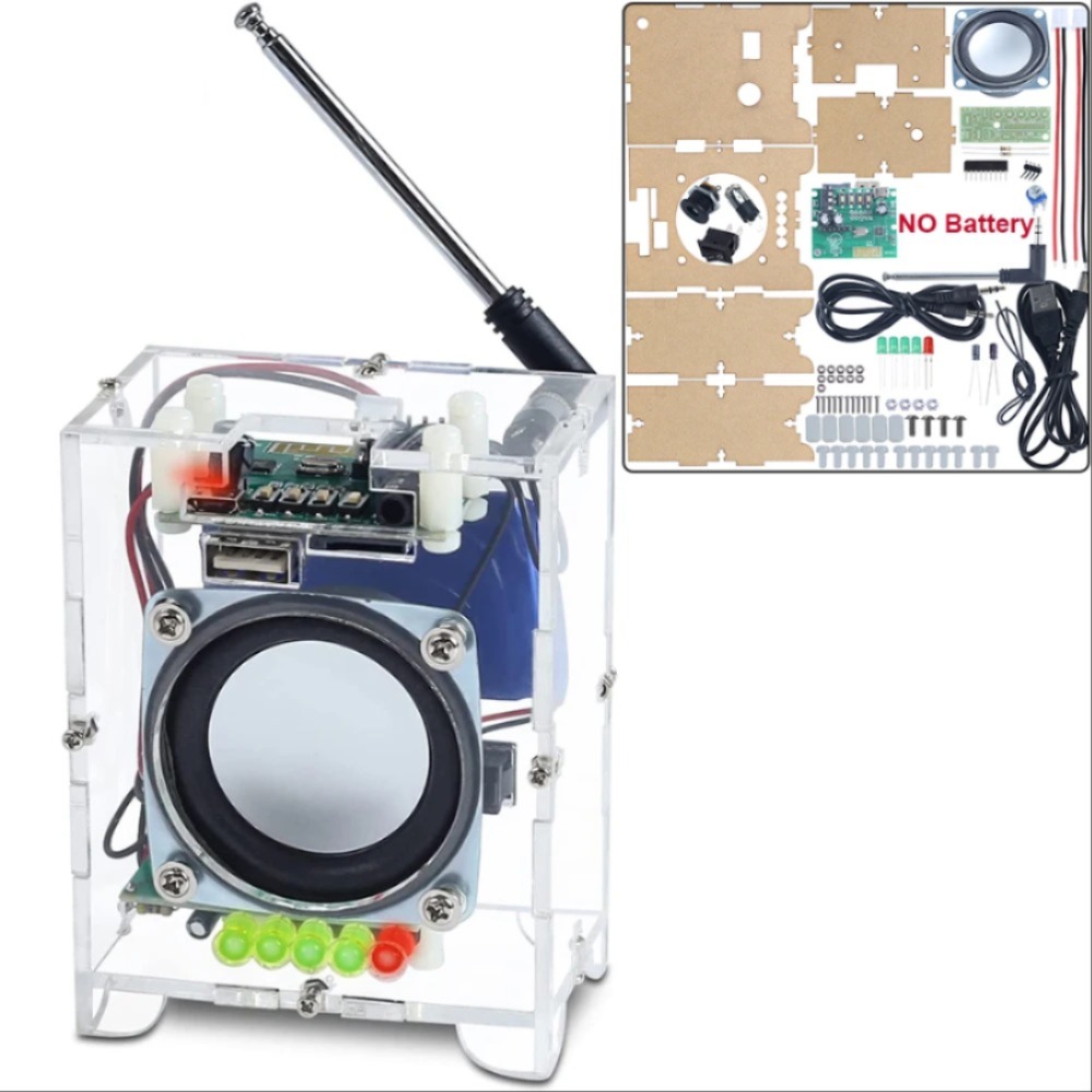 DIY 전자 라디오 키트 블루투스 호환 앰프 스피커 87-108MHz FM 라디오 수신기 U 디스크 TF 카드 음악 플레이어 모듈 [DIY-261]