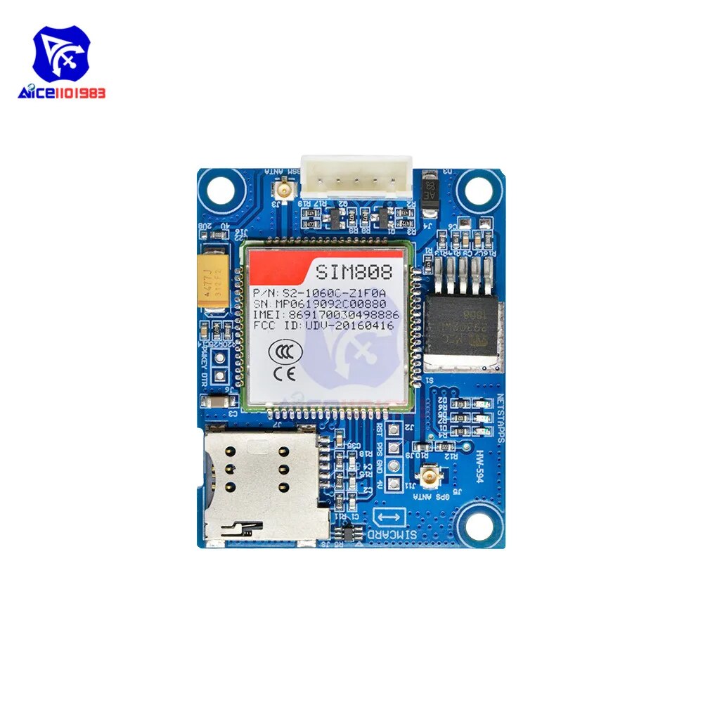 SIM808 GSM GPRS GPS 블루투스 SMS 모듈 미니 SIM868 브레이크 아웃 보드 TF 카드 슬롯 DC 5-18V 개발 보드 [OPEN-ZTY11-29]