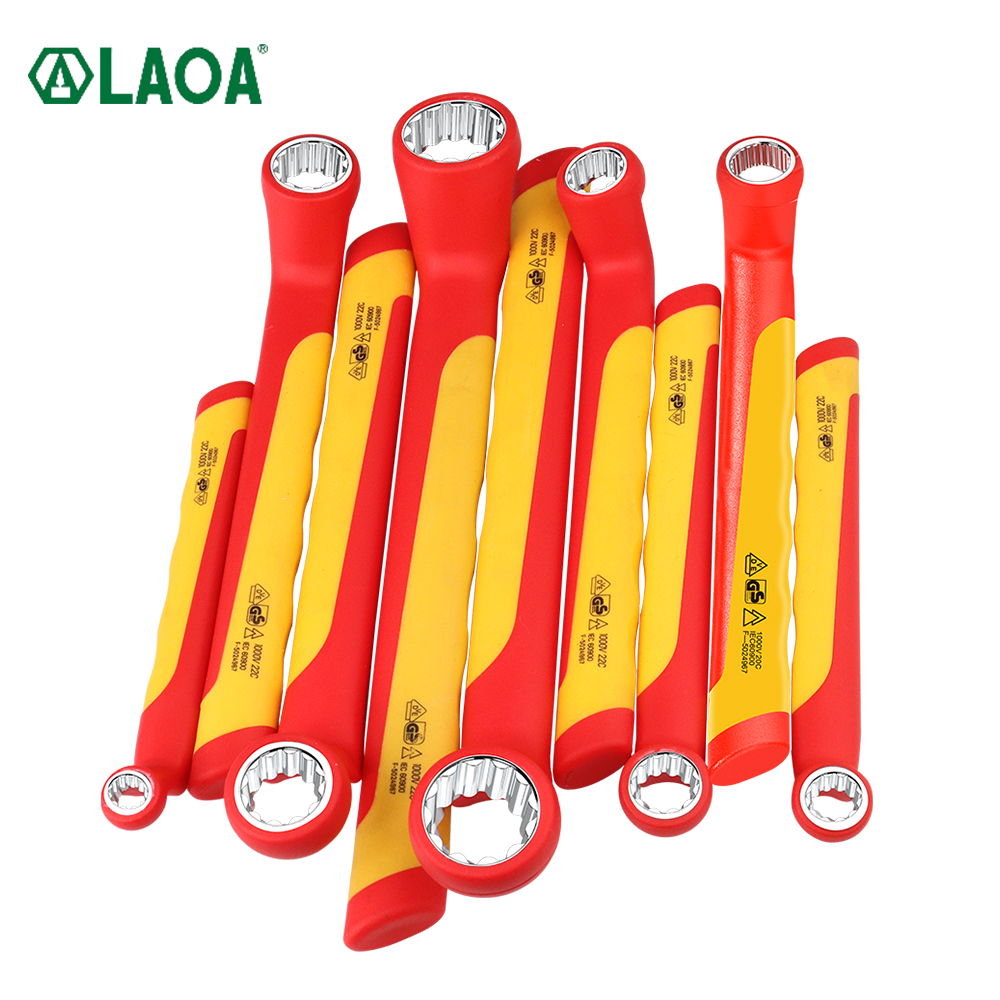 LAOA VDE 절연 렌치 1000V 보호 미니 오픈 엔드 렌치 다기능 수동 가정용 전기 공구 LA153182 22mm [LAOA-14]