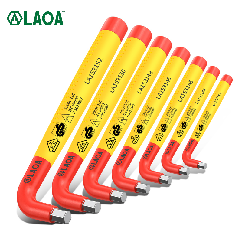 LAOA VDE 육각 렌치 절연 편안한 안전 T 핸들 하드웨어 육각 렌치 수공구 전기 육각 키 1000V LA153146 6mm [LAOA-33]