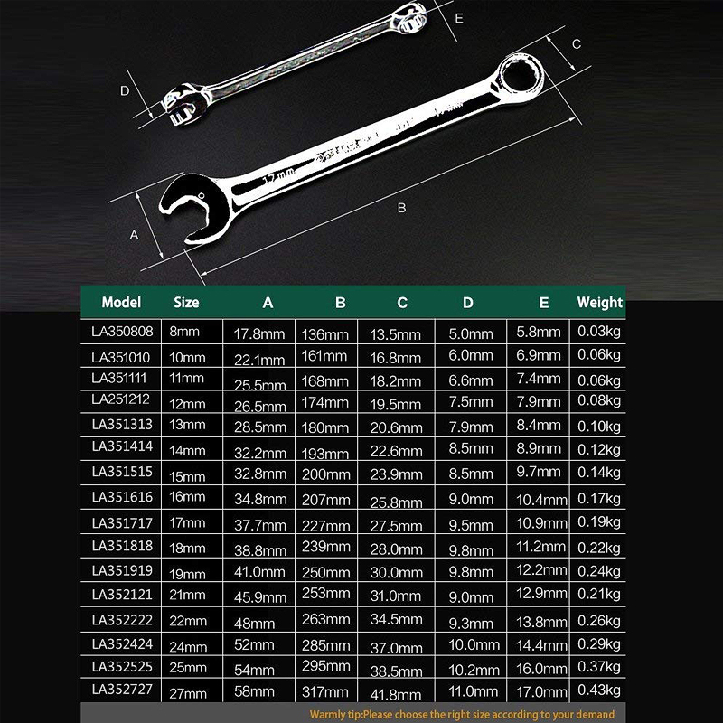 LAOA 오픈 엔드 라쳇 렌치 조합 소켓 스패너 범용 키 자전거 자동차 수리 수공구 24mm LA352424 [LAOA-49]