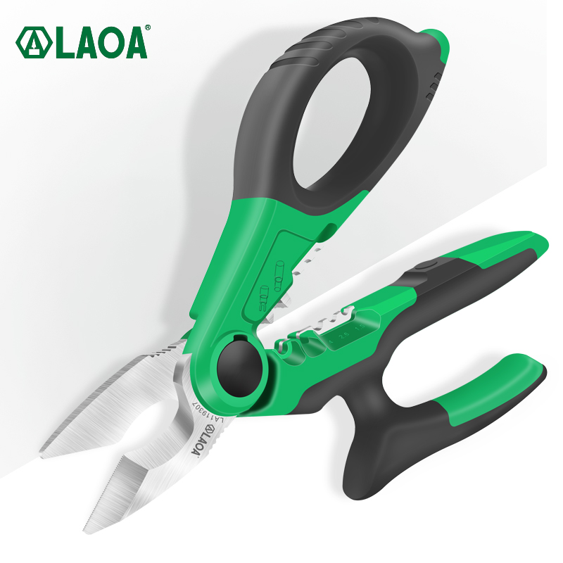 LAOA 7 인치 전기 가위 1.5-4mm 와이어 스트리핑 커팅 와이어 커터 터미널 압착 도구 [LAOA-127]